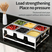 Stainless Steel Seasoning Box Set with Rack and Spoon for Spices and Sauces
