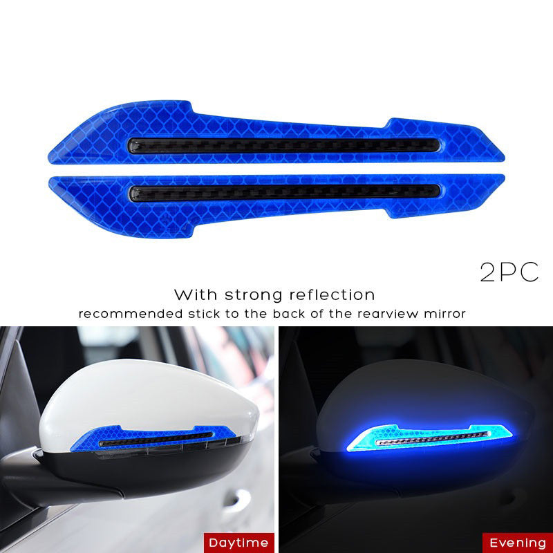Pairs Reflective Car Rearview Mirror Safety Warning Stickers Auto Film Strips in Red White Blue Green