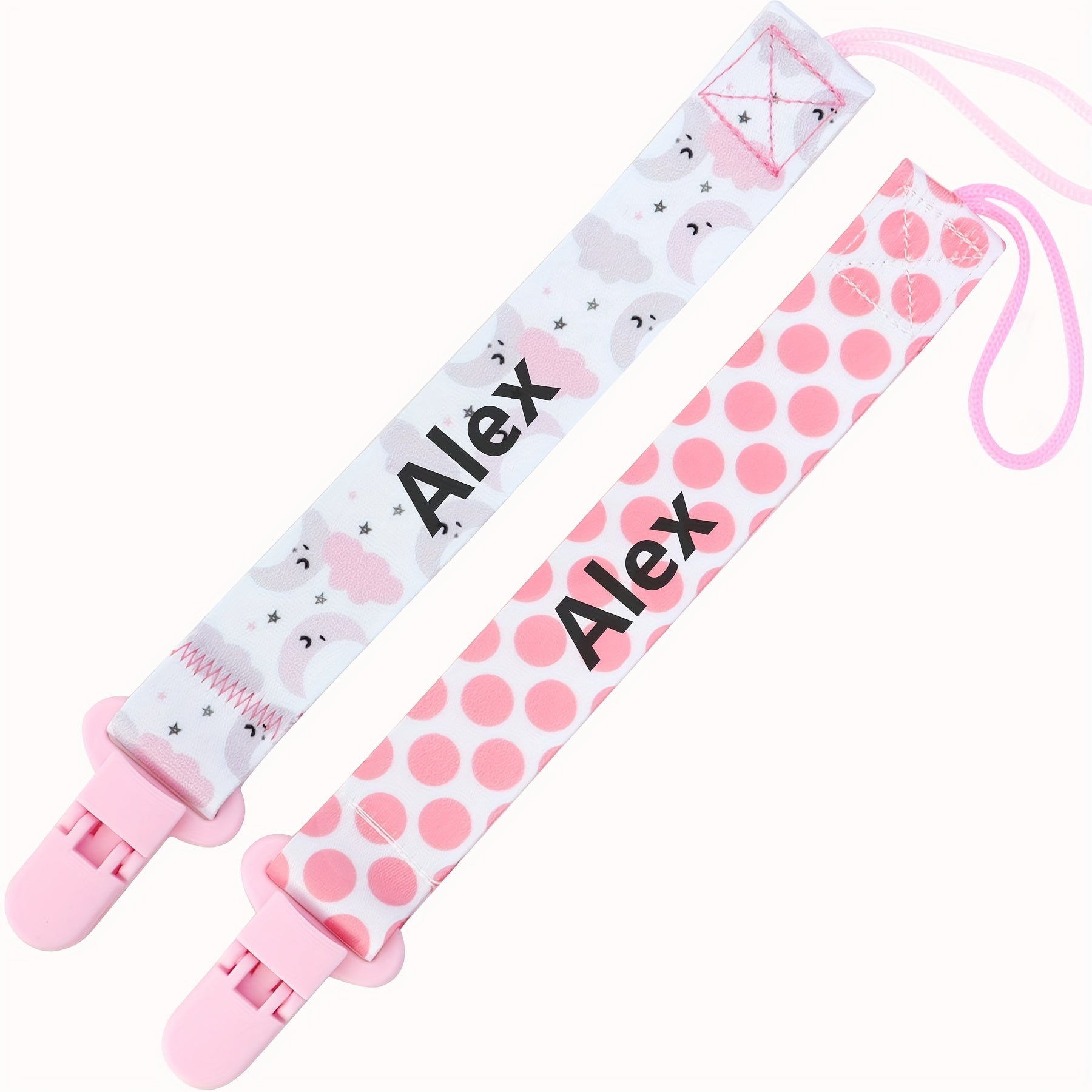 Handcrafted Baby Pacifier Chains Two-Pack Personalized Baptism Gift