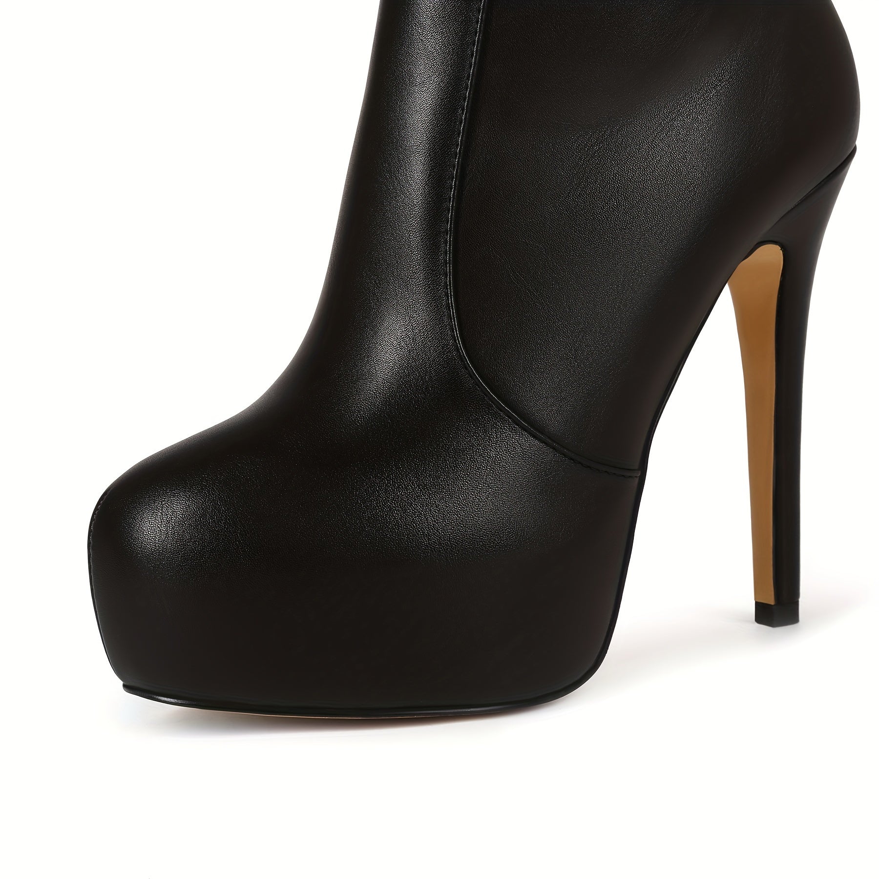 Ayollar uchun charm uslubidagi knight botinkalari, platforma poyabzal va zippersiz