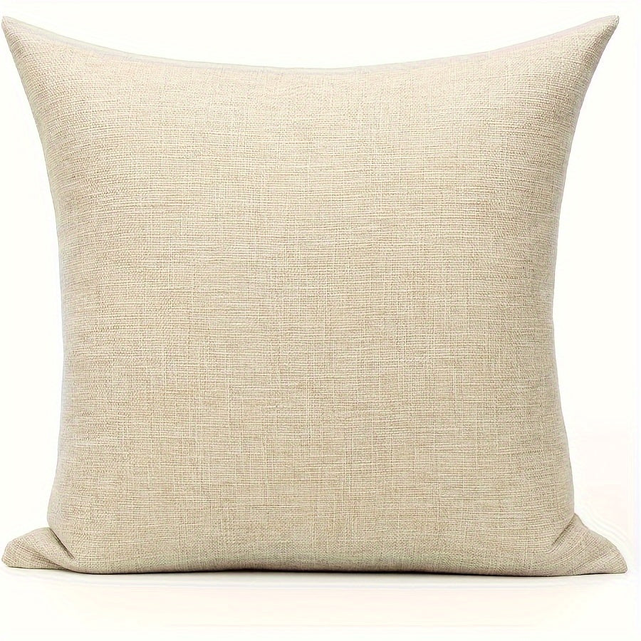 Beige Linen Farmhouse Decorative Euro Pillow Cover for Indoor Outdoor Home Decor