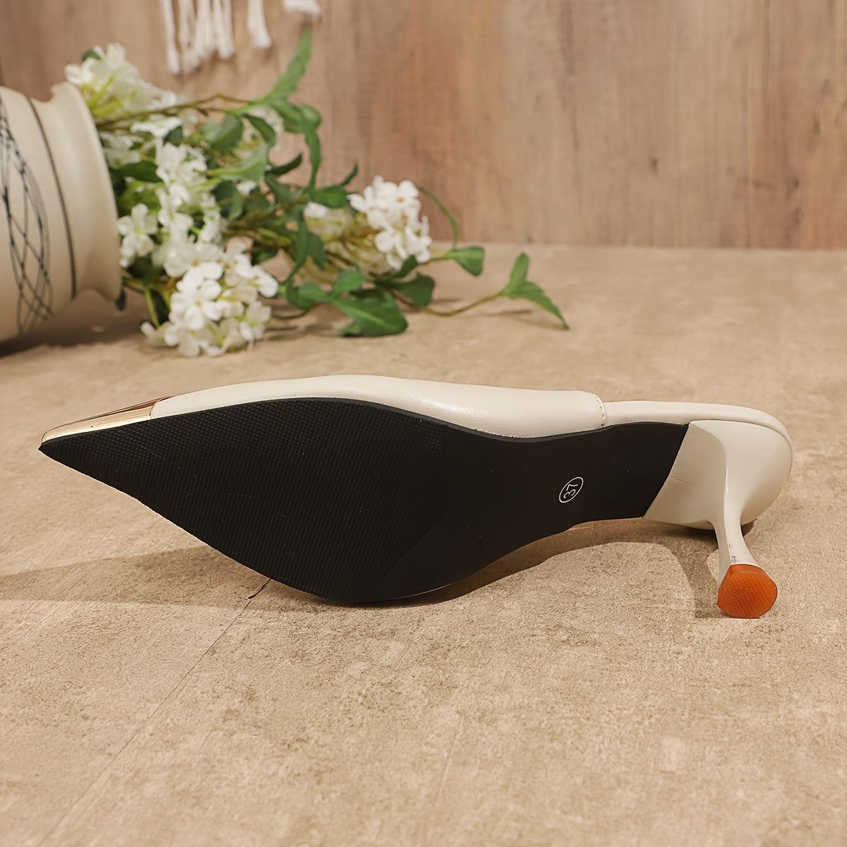 Women's Faux Leather Pointed Toe Stiletto Heels with Ankle Strap Black Pumps