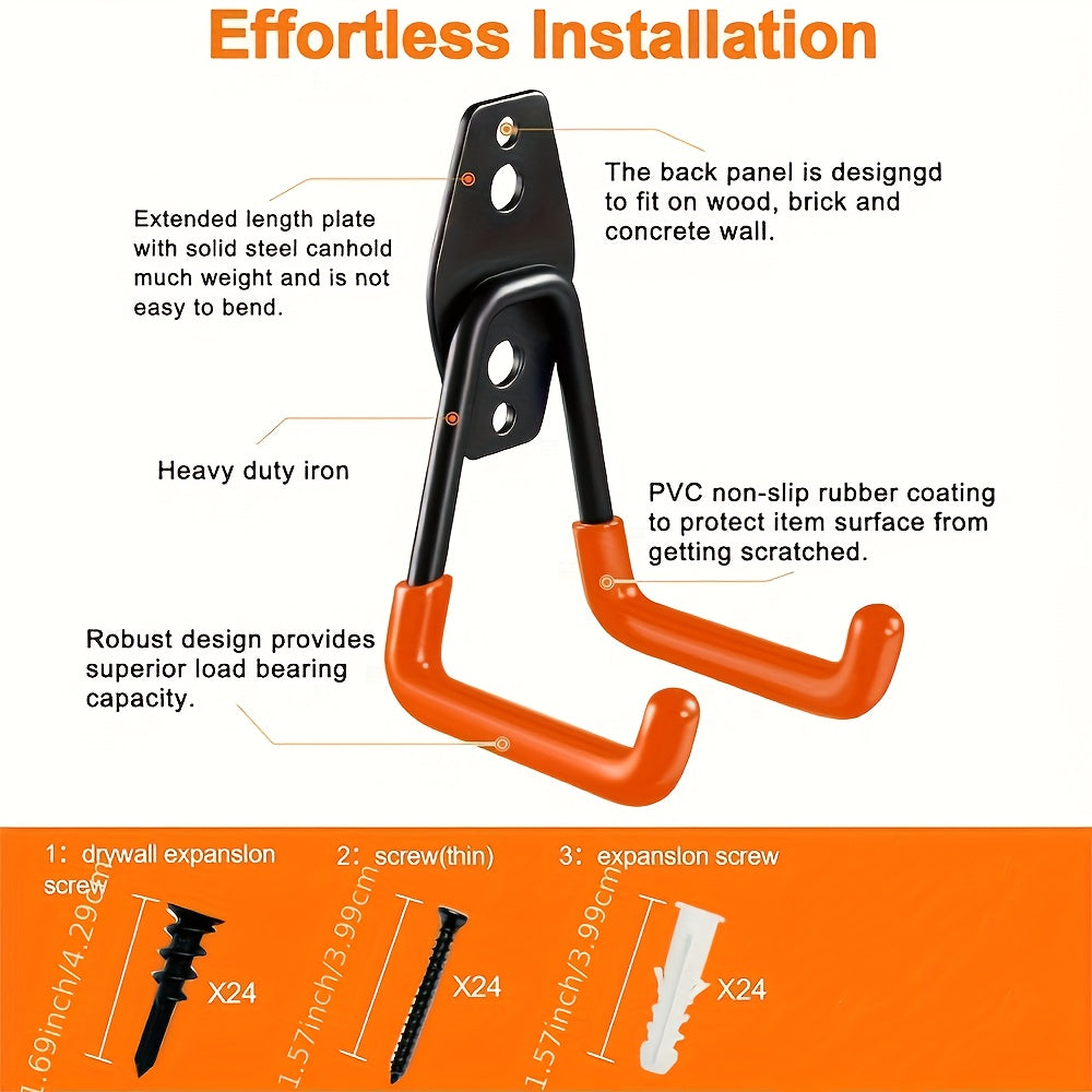 Heavy-Duty Steel Garage Hooks for Power Tools, Ladders, Bikes, and Storage