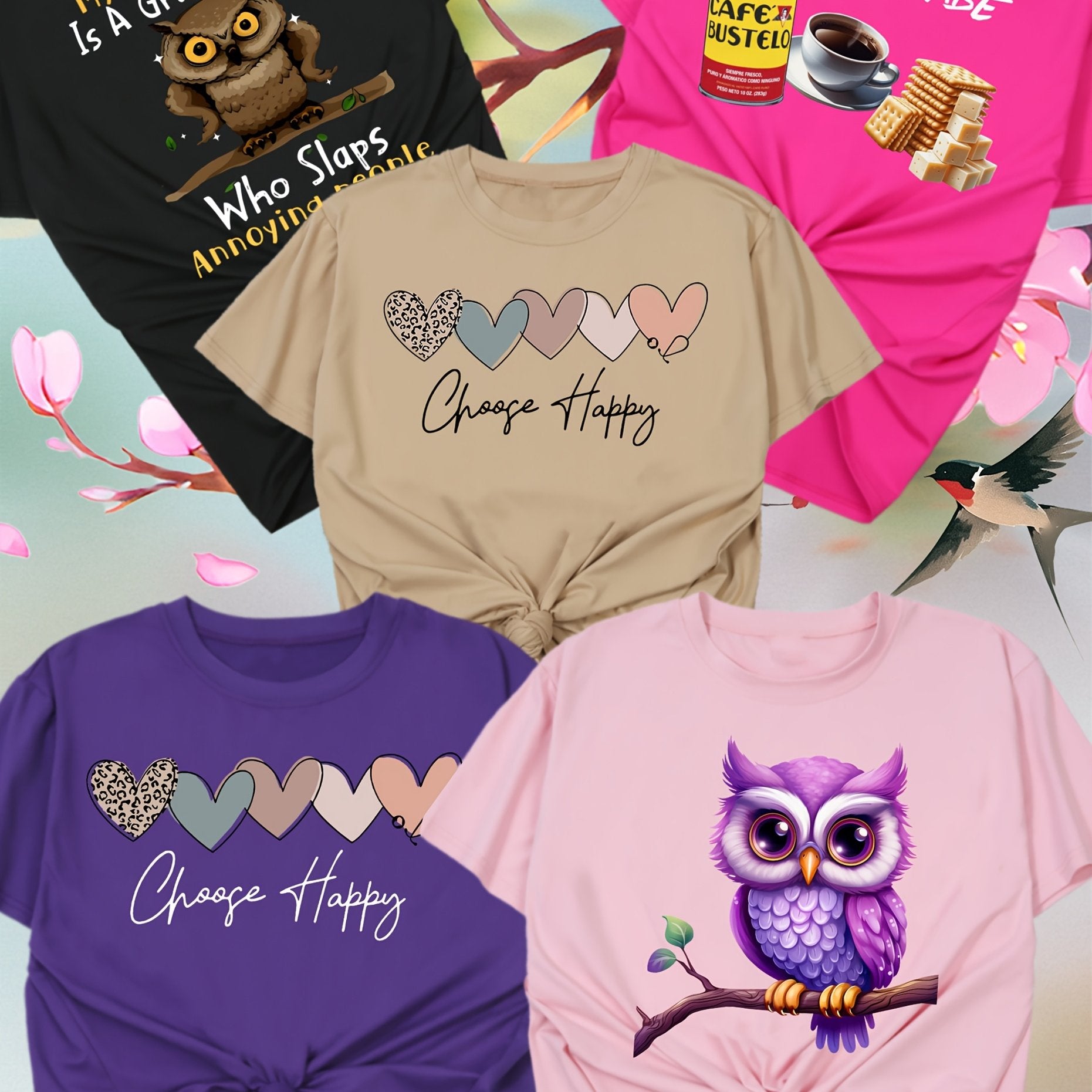 Women's Short Sleeve T-Shirts Set Polyester, Soft, Stretchy, Spring Summer