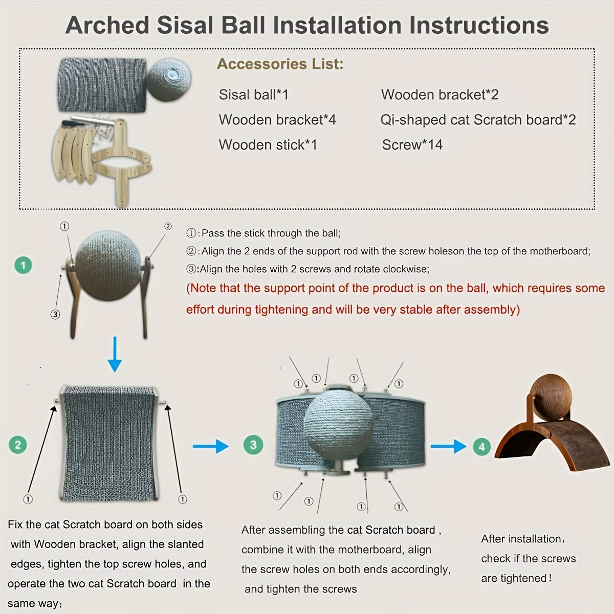 Wooden Cat Scratching Ball Toy with Corrugated Paper Base Durable Claw Grinder