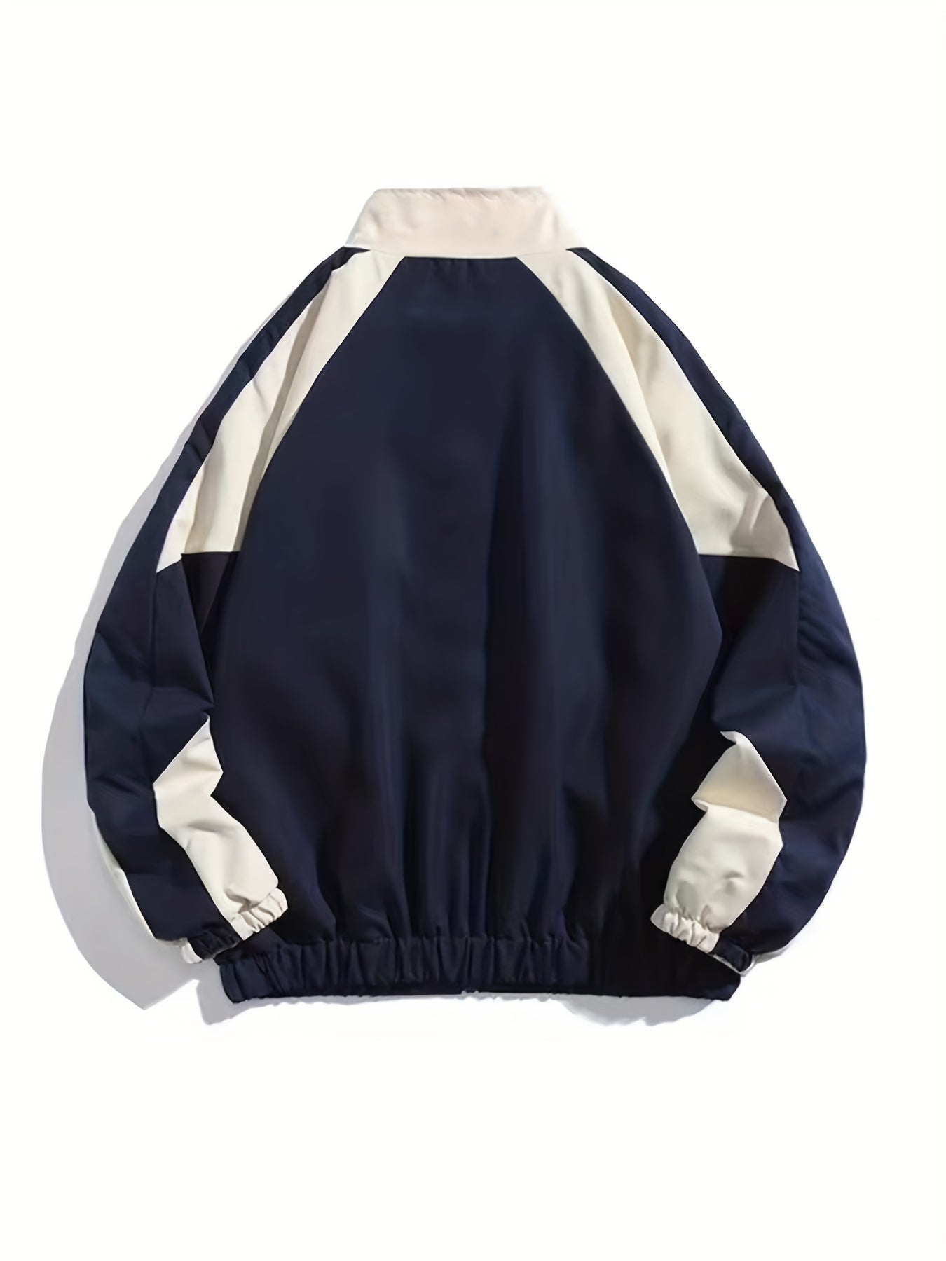 Y2K-Inspired Color Block Embroidered Polyester Jacket with High Collar for All Seasons