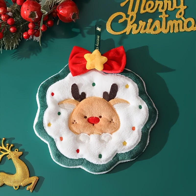 Набор полотенец для пальцев с рождественской тематикой с изображениями Санты, рождественской елки и дома, быстро сохнущие, впитывающие