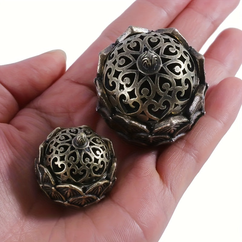 Mini Hollow Lotus Incense Burner Antique Bronze Indoor Decor Incense Holder