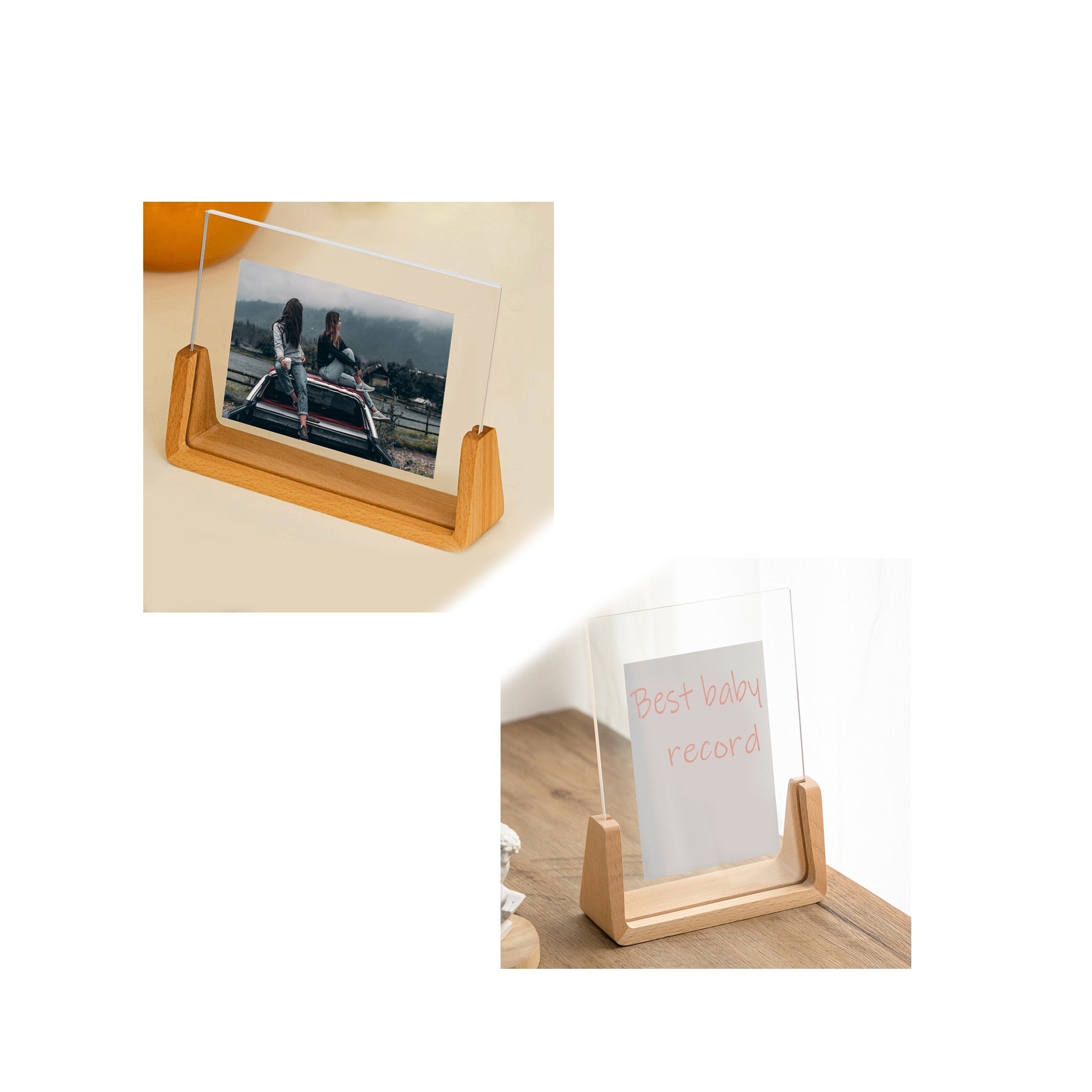 2-Pack U-Shaped Beechwood Collage Picture Frames for Photos 10x15 cm