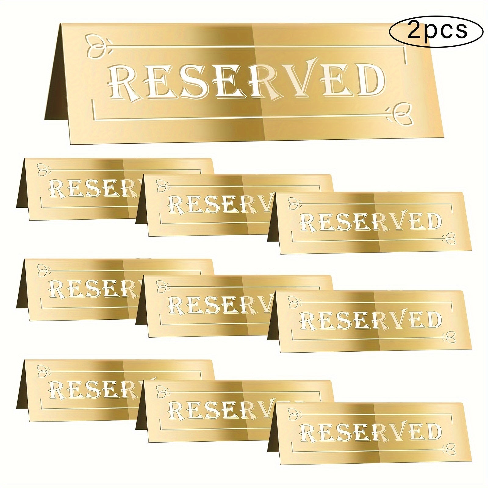 Set of 2 Acrylic Reserved Table Signs Waterproof Double-Sided Seating Tents for Weddings Parties Restaurants