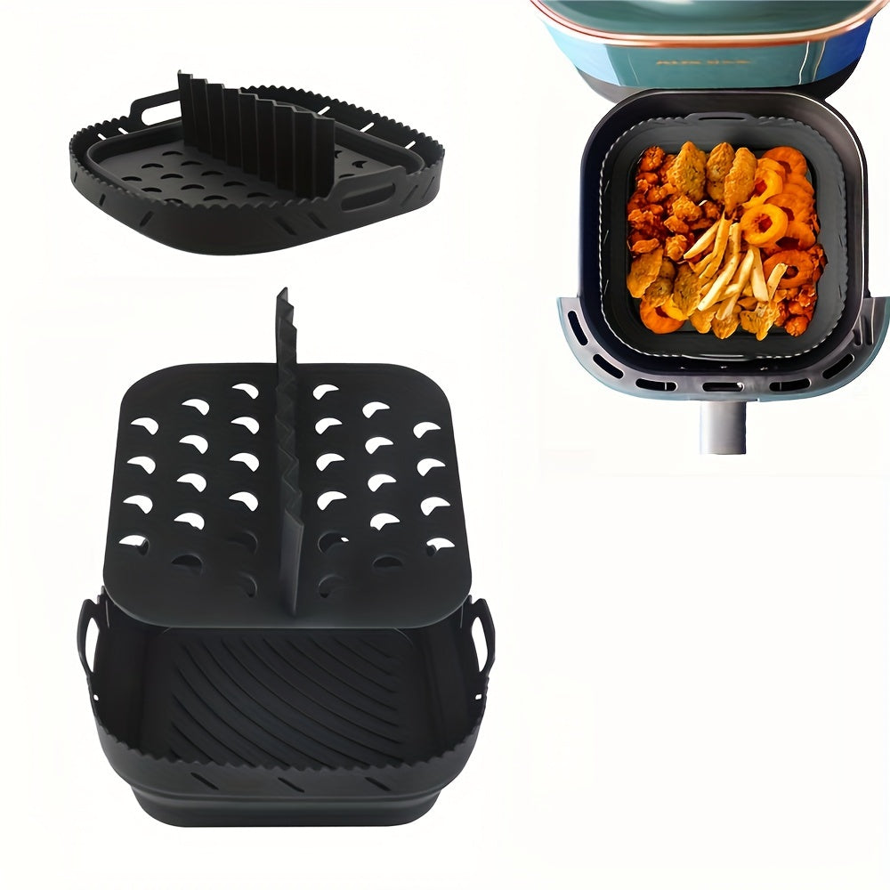 21.59 cm Silicone Air Fryer Liner Tray with Divider for Oven and Kitchen