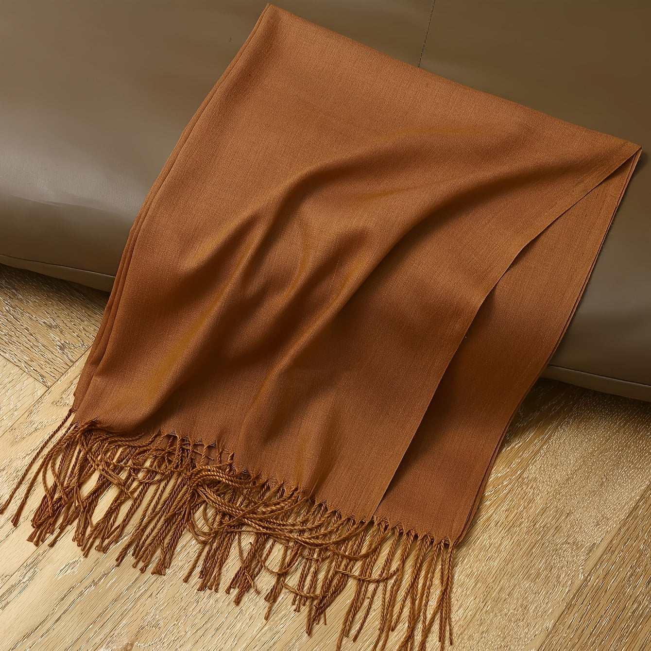 Solid Color Tassel Scarf for Men and Women Soft Fleece Shawl Cozy Windproof Accessory