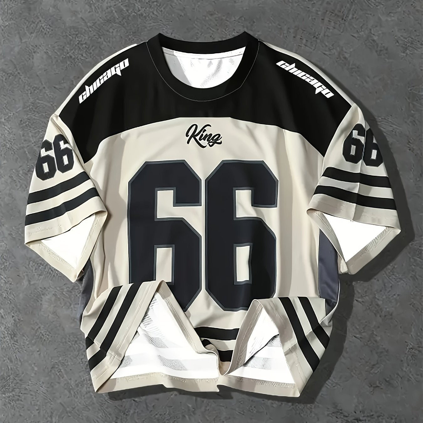 Мужская футболка большого размера Chicago 66 с принтом и 3D-дизайном, с круглым вырезом, дышащий полиэстер-эластан