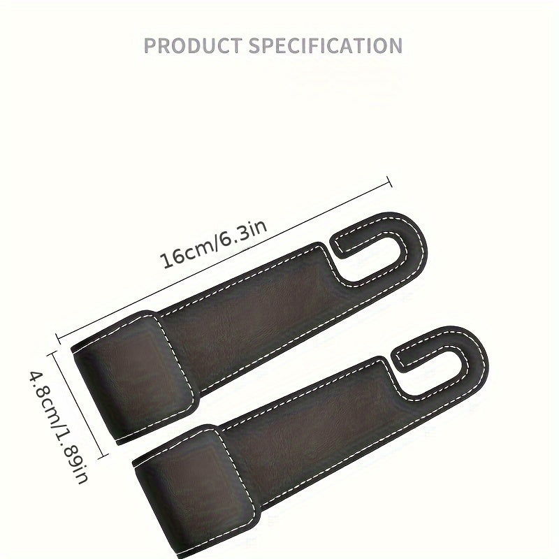 Universal PU Leather Car Seat Hook Hidden Storage Load-Bearing Organizer