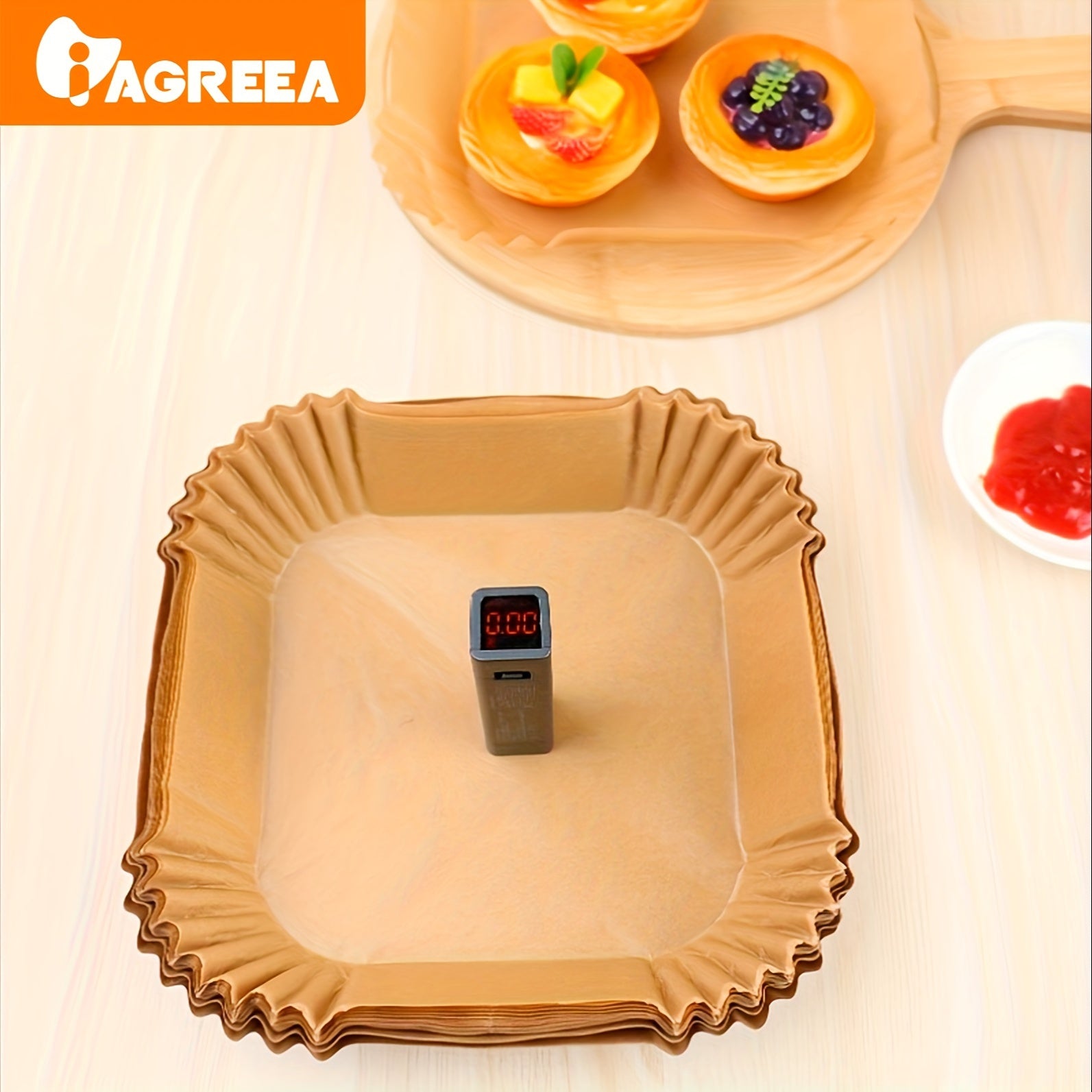 Kvadrat bir martalik qog'oz linerslar uchun havo fritöz 50-200 dona, yopishqoqsiz, oqib ketmas, yog' va suvga chidamli