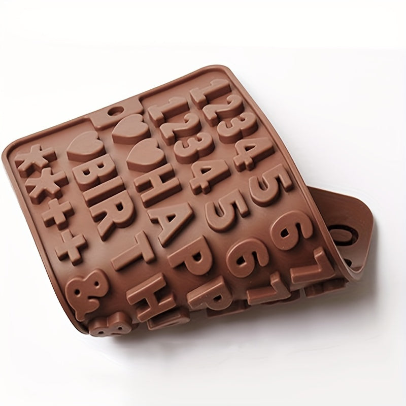 Set of 2 Non-Stick Silicone Chocolate Letter and Number Molds for Cake Decorations