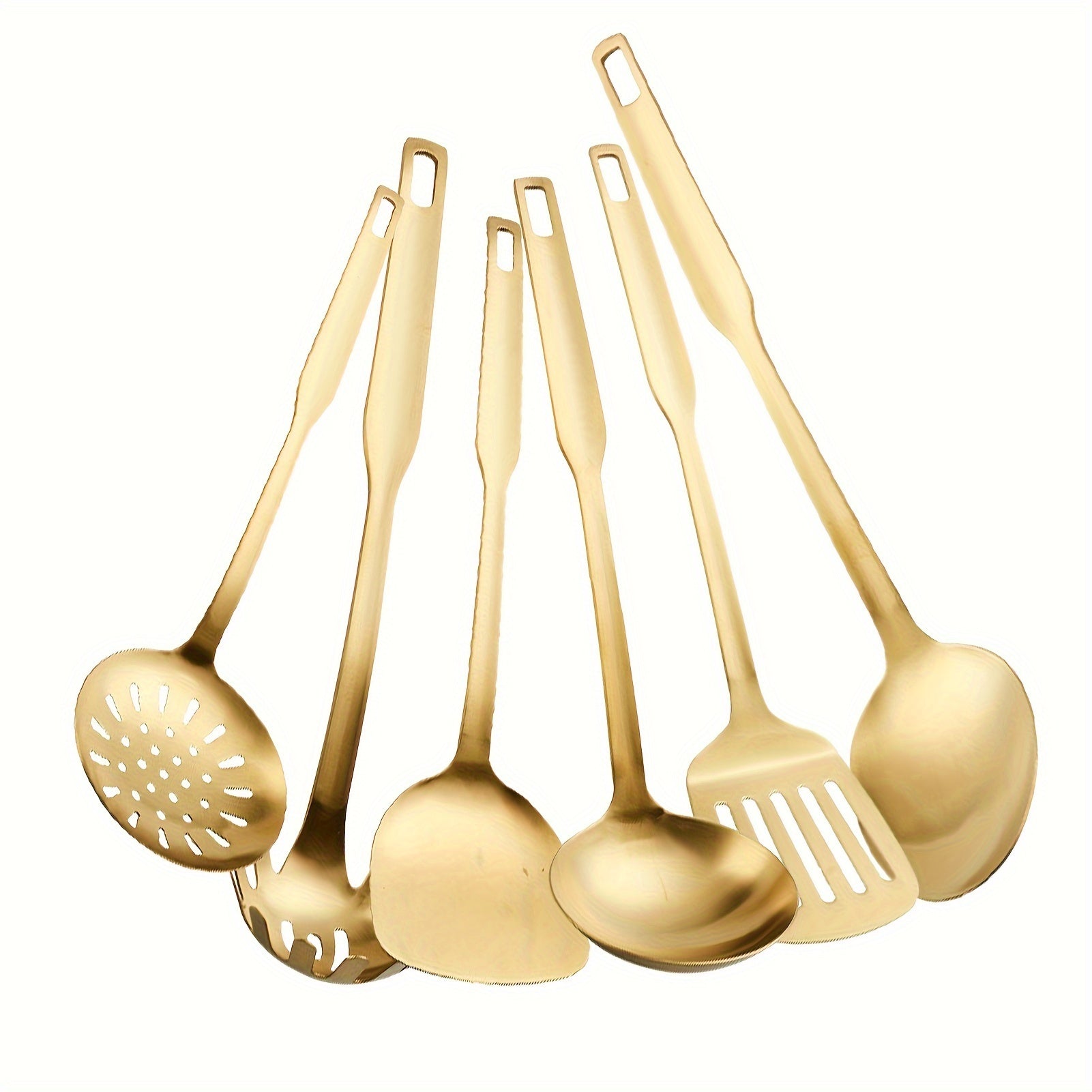 Set of 6 Stainless Steel Kitchen Utensils Non-Magnetic Rust-Resistant Matte Finish