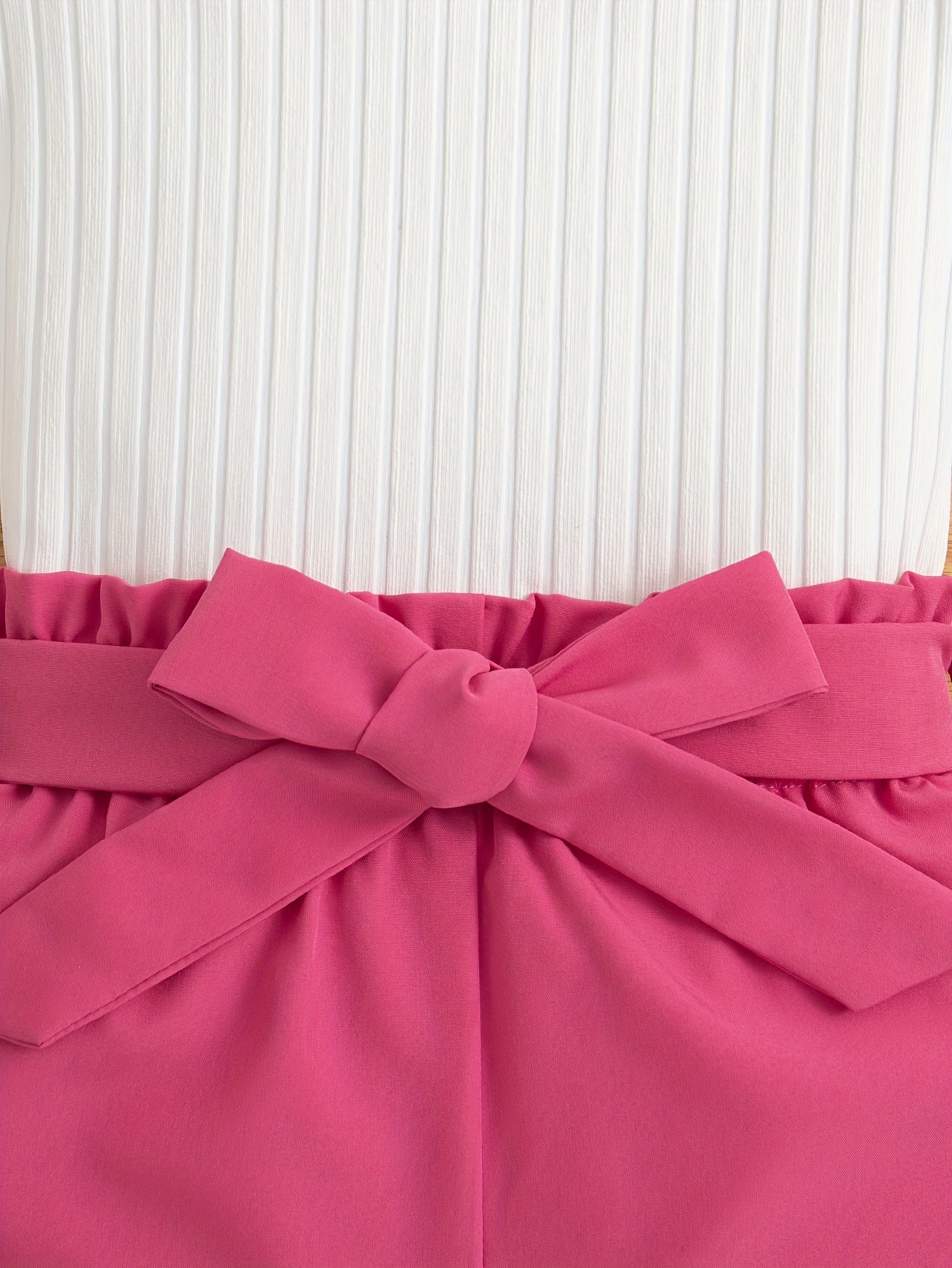 Girls Summer Outfit Set with Top and Shorts Bow Belt Solid Color Sleeveless Casual