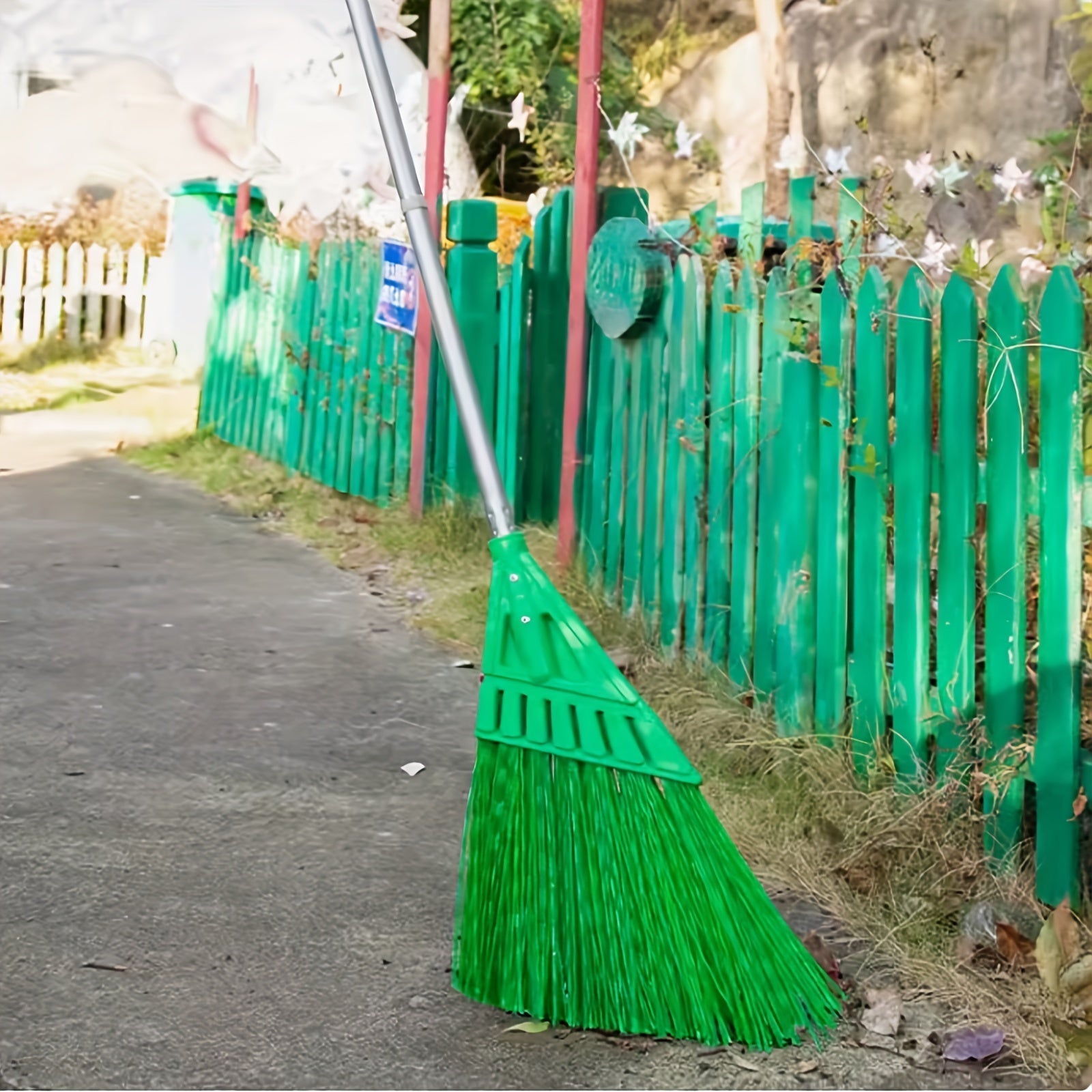 Long-Handled Outdoor Commercial Angle Broom for Courtyards and Hard Floors