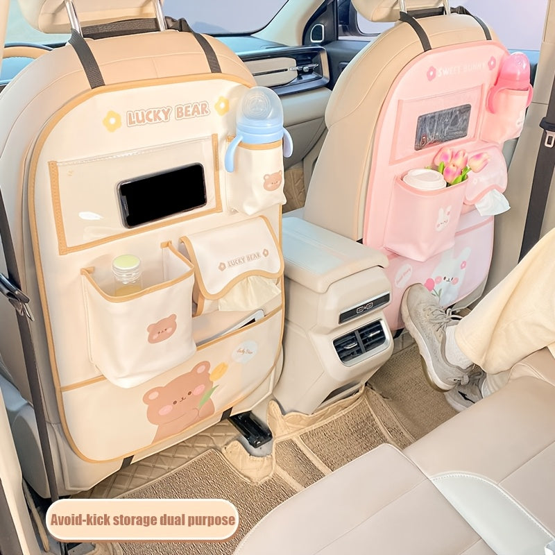 Bolalar multikartinalari uchun o'rdak va quyon avtomobil tashkilotchisi, ko'p bo'limli saqlash sumkasi