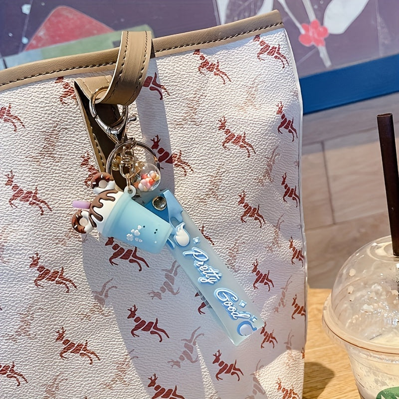 Cute Candy Color Ice Cream Cup Keychain Car Pendant Bag Charm Purse Accessory