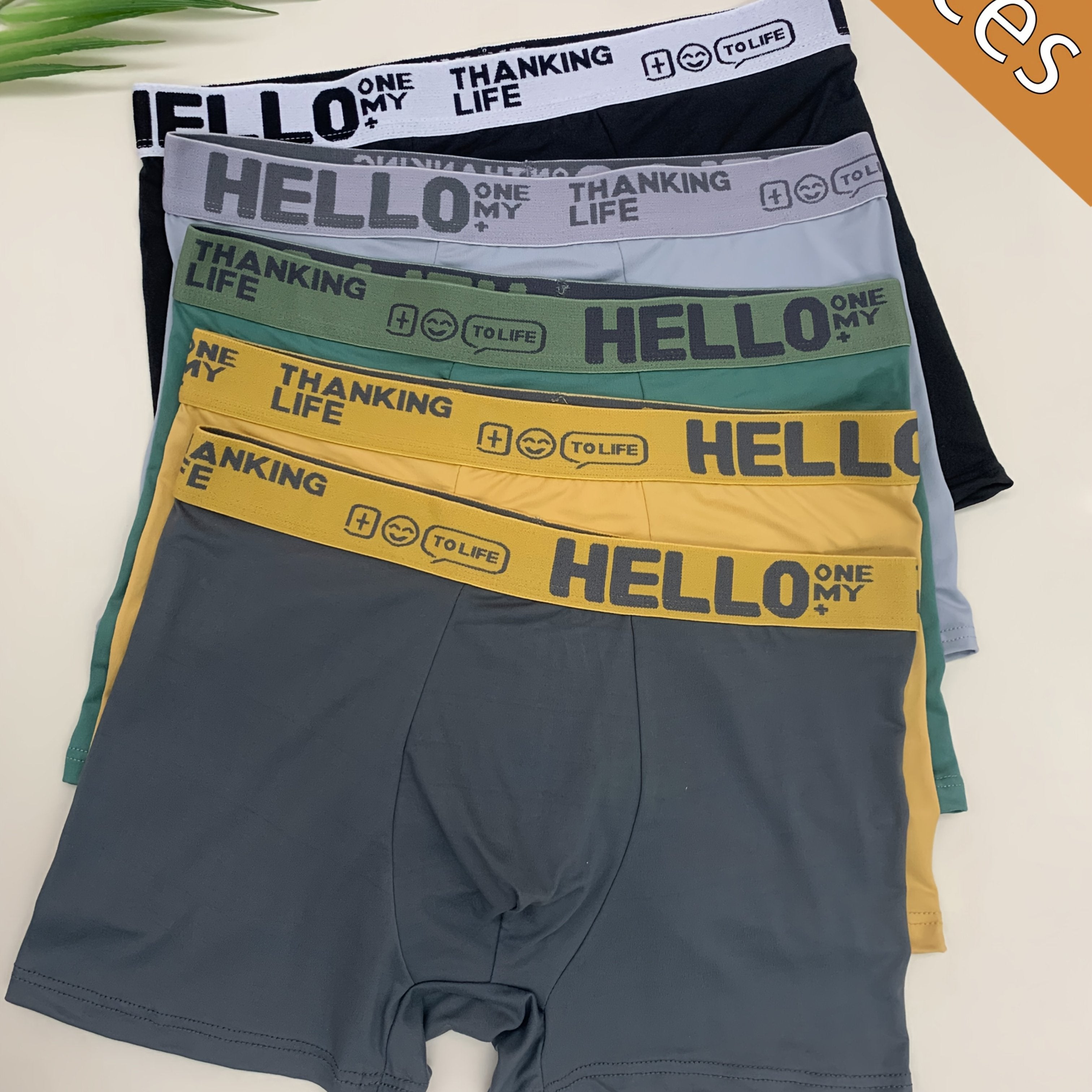 Men's Boxer Shorts 1-5pcs Solid Color Breathable 3D U-Shaped Design