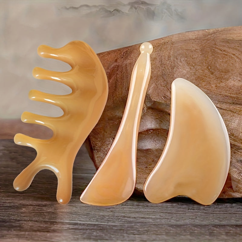 Set of 3 Full-Body and Face Massage Boards for Slimming, Meridian Dredging, Essential Oil, Skin and Muscle Relaxation