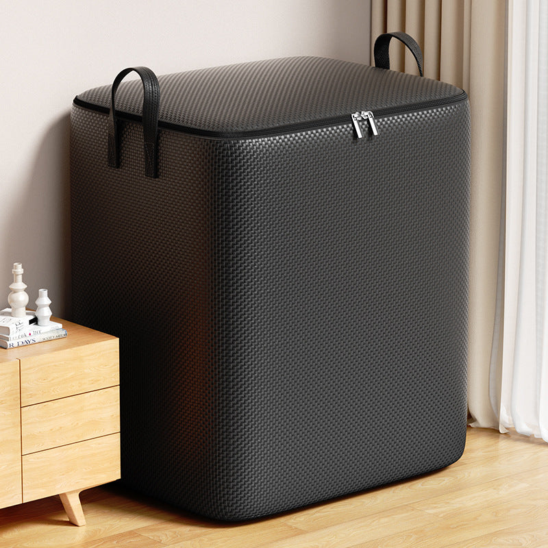 Black Extra Large Canvas Storage Box with Lid Waterproof Dustproof Moisture-Proof for Clothing Quilts Household Moving