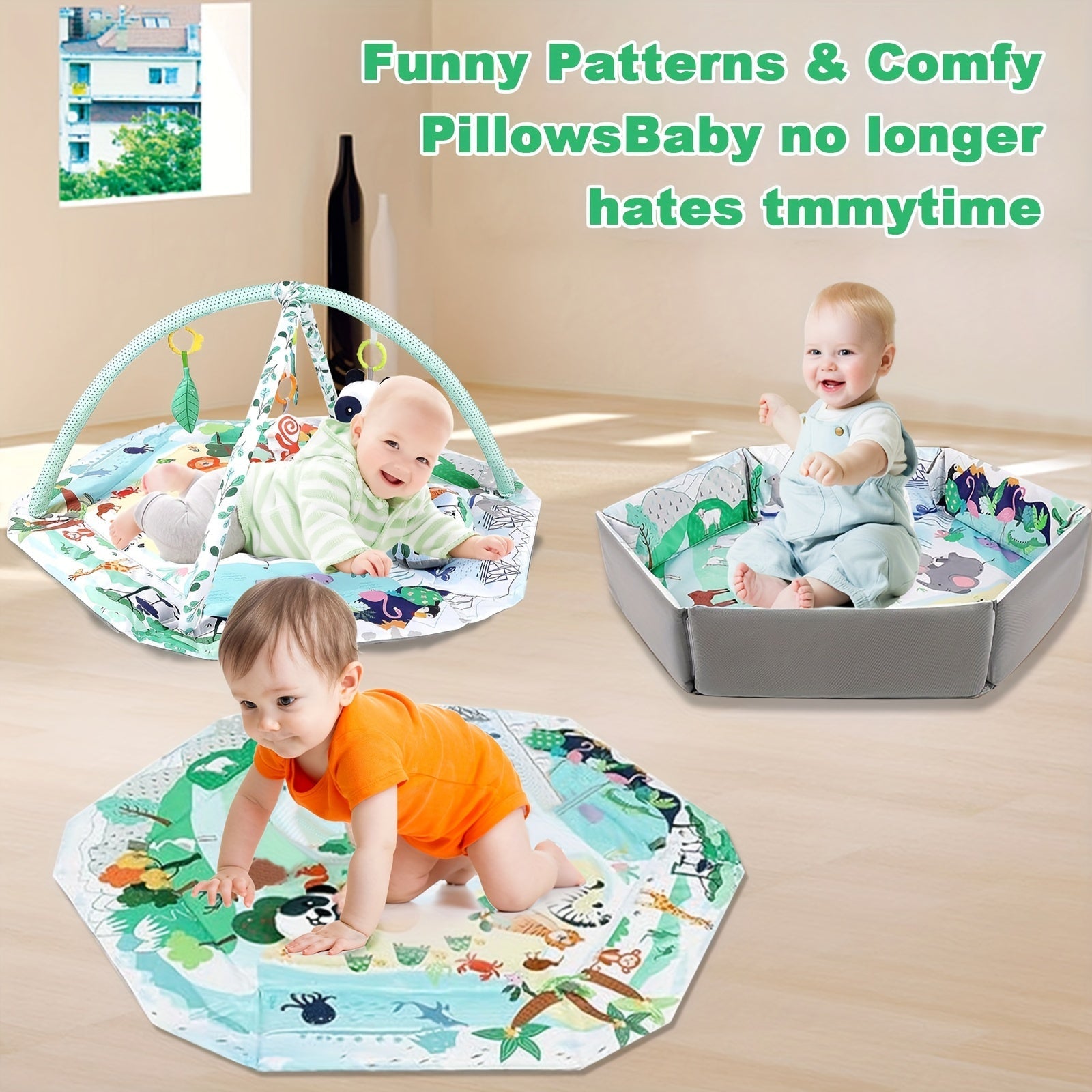 Baby Play Mat Set with Activity Gym Sensory Toys and Ball Pit for Infants 0-3 Years