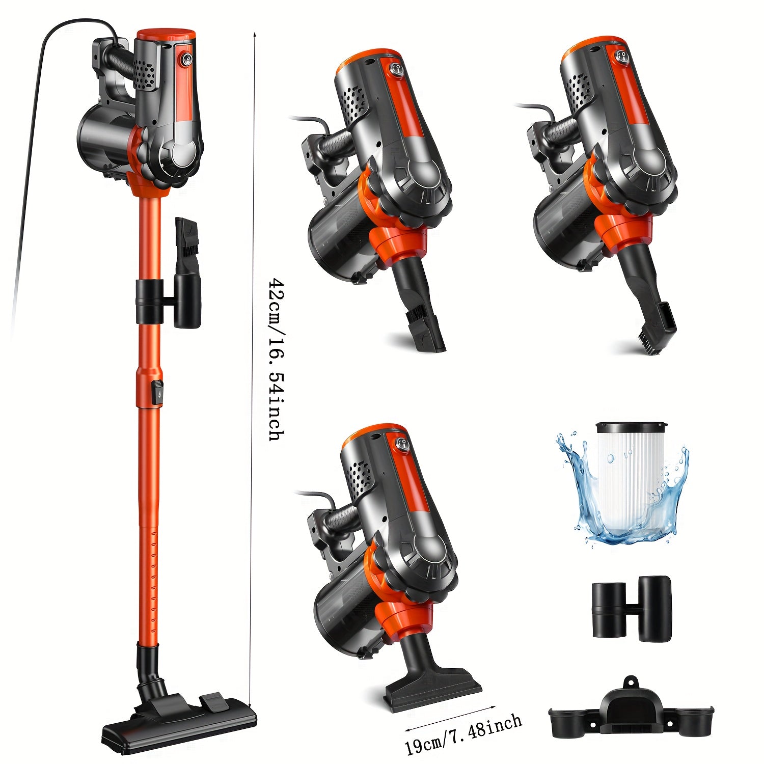 Qattiq va yog'och pollarga mo'ljallangan kuchli so'rish quvvatiga ega qo'l ushlovchi changyutgich. Jim ishlash, 600W, 70dB, tayoq shaklidagi dizayn, chang tozalash cho'tkasi, Evropa vilkasi, 3-5m sim, 0.4L xususiyatlariga ega.