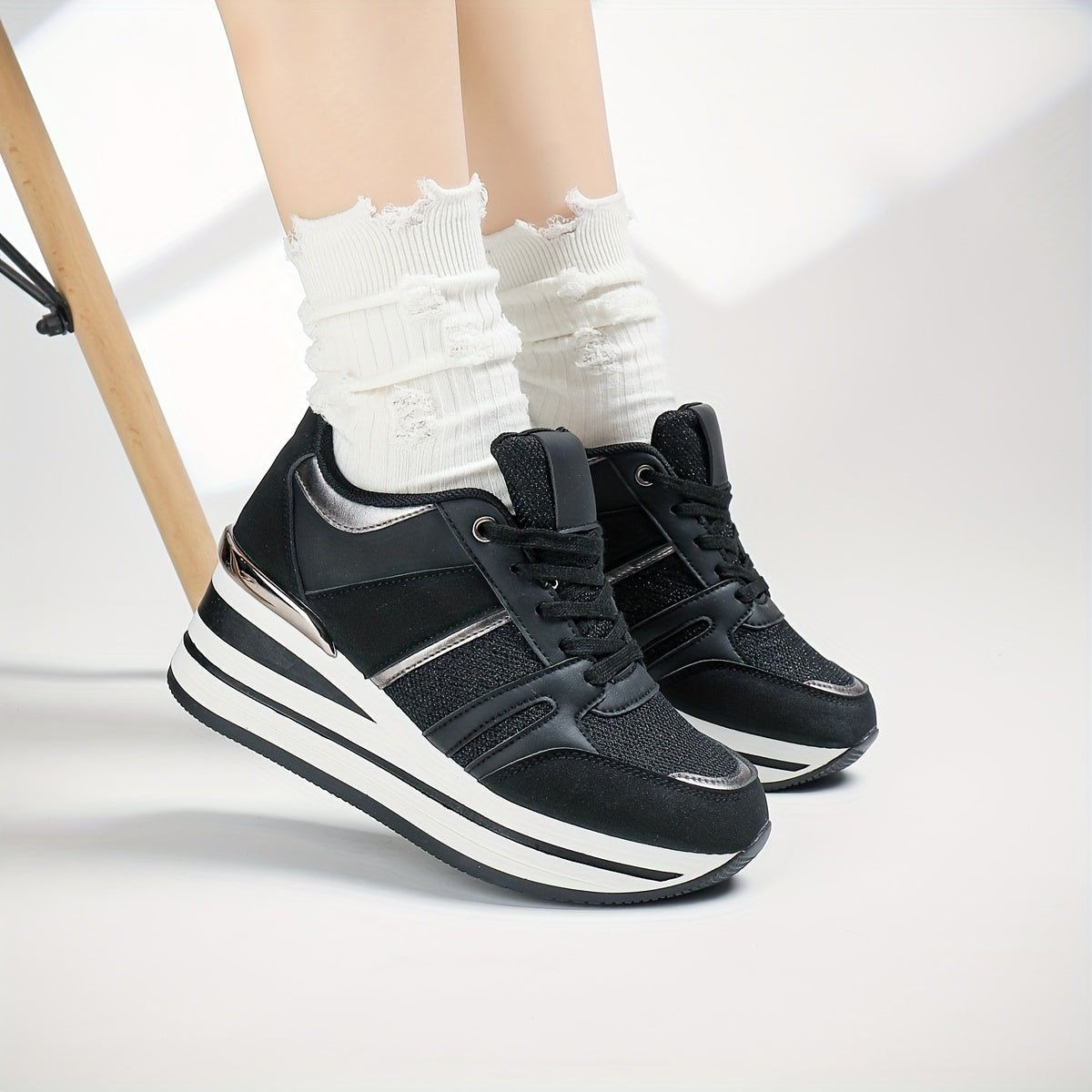 Women's Wedge Platform Sneakers, Running Shoes, Spring Autumn Casual