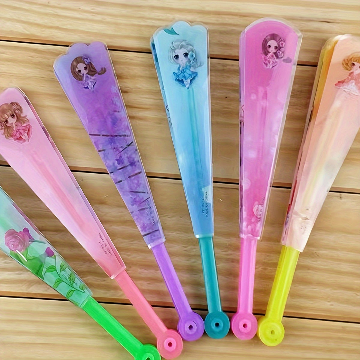 Set of 3 Mini Cartoon Handheld Fans for Summer Plastic Portable Fans