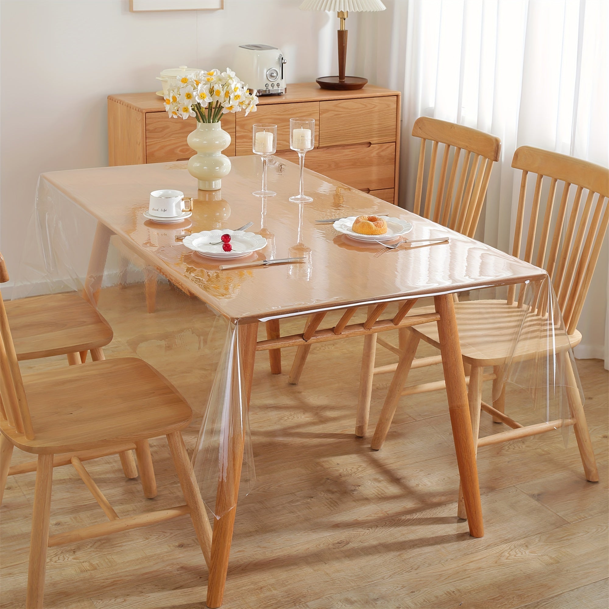 PVC Tablecloth Waterproof Stain-Resistant Heat-Resistant Easy to Clean for Home Use