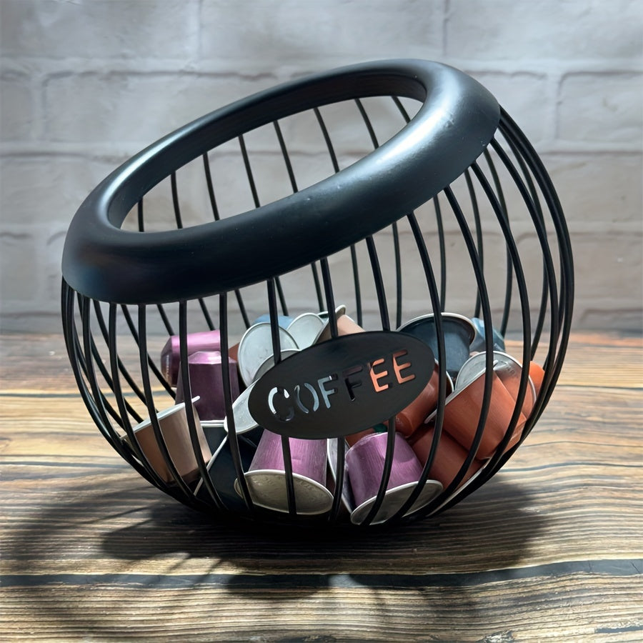 Slanted Iron Coffee Capsule Basket for Organizing and Decor in Living Room
