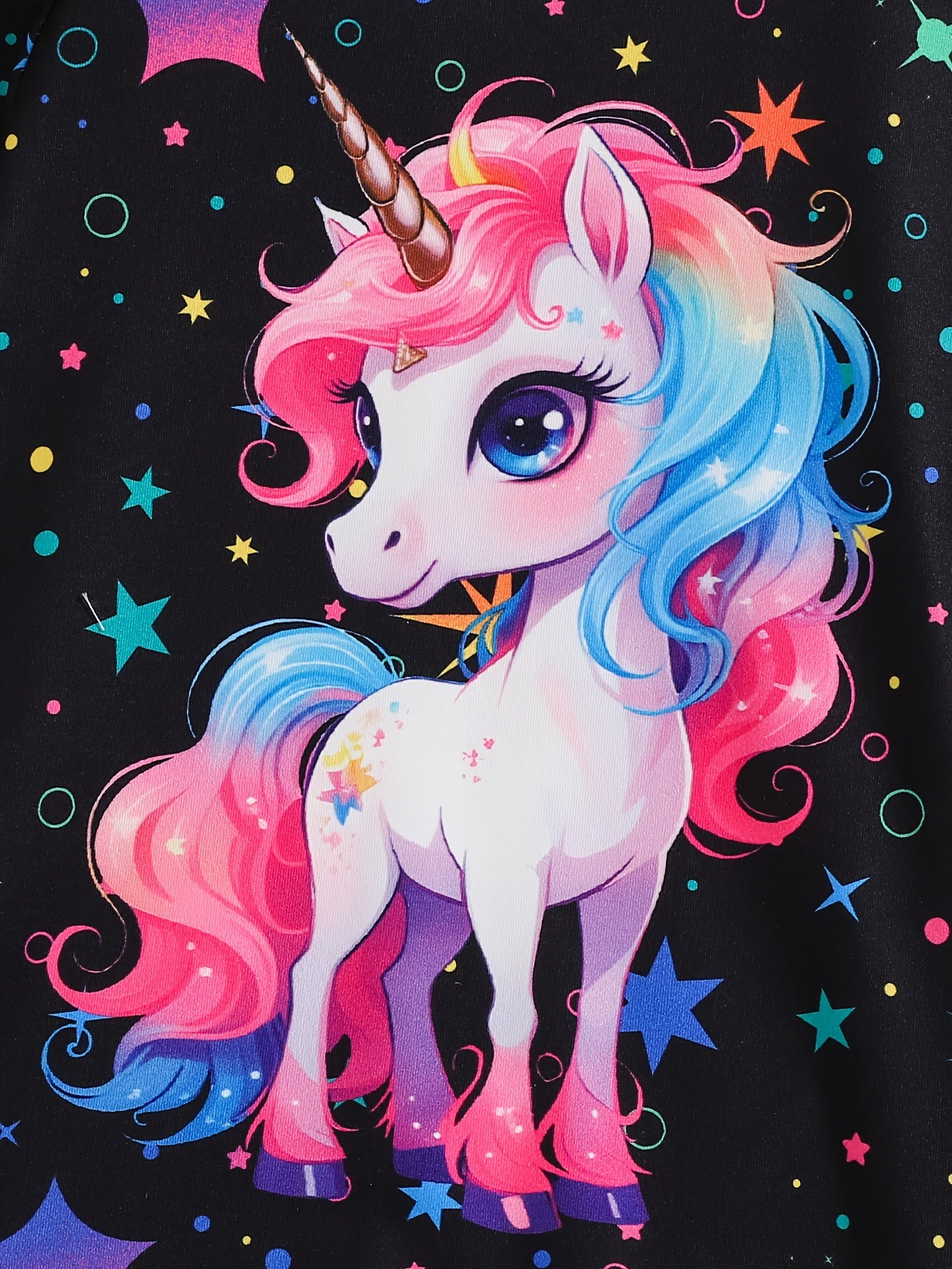 Qizlar uchun pushti unicorn va yulduz naqshli pijama to'plami, olovga chidamli, qulay qisqa yengli ko'ylak va uzun shimlar, bahor/kovak sovg'asi uchun ideal, mashinada yuvish mumkin.