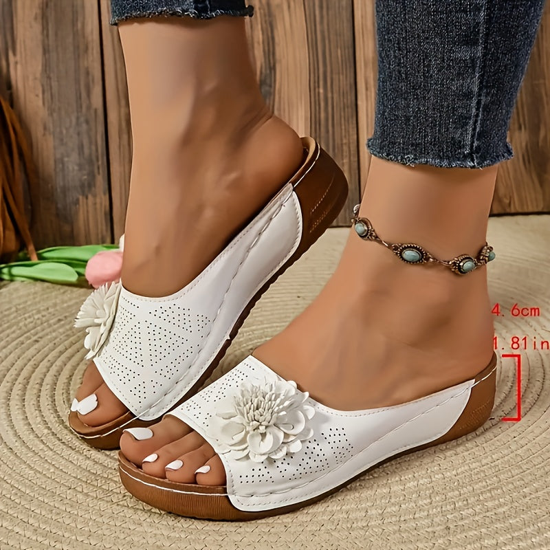 Women's Retro Slip-On Casual Shoes White Breathable Platform
