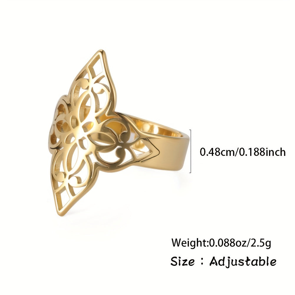 Sterling Silver Ethnic Style Lucky Flower Ring for Women