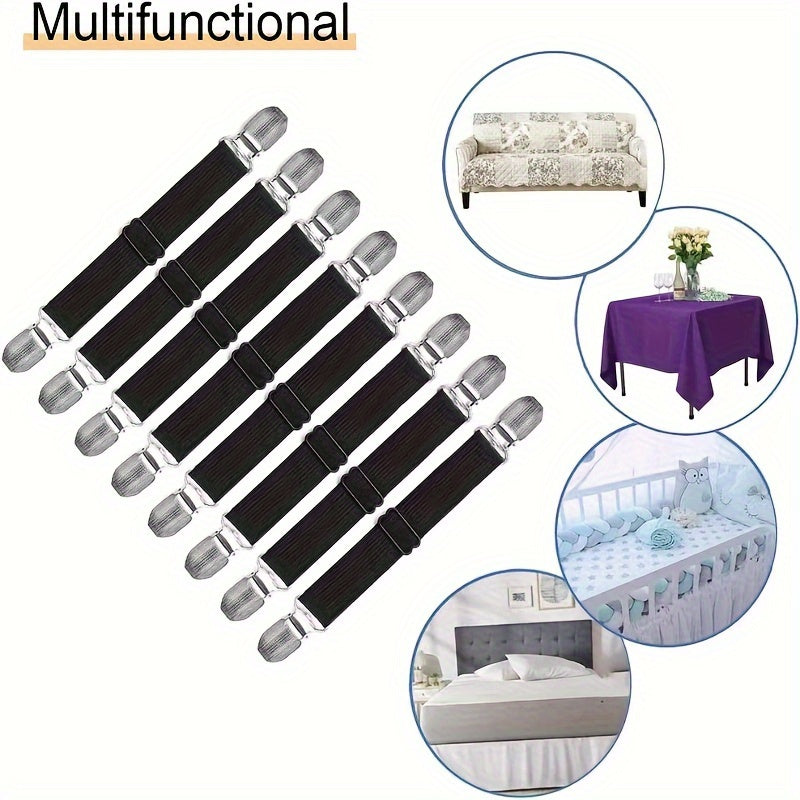 Nylon Bed Sheet Fasteners Clips Secure Bed Sheet Straps with Clasps for Furniture