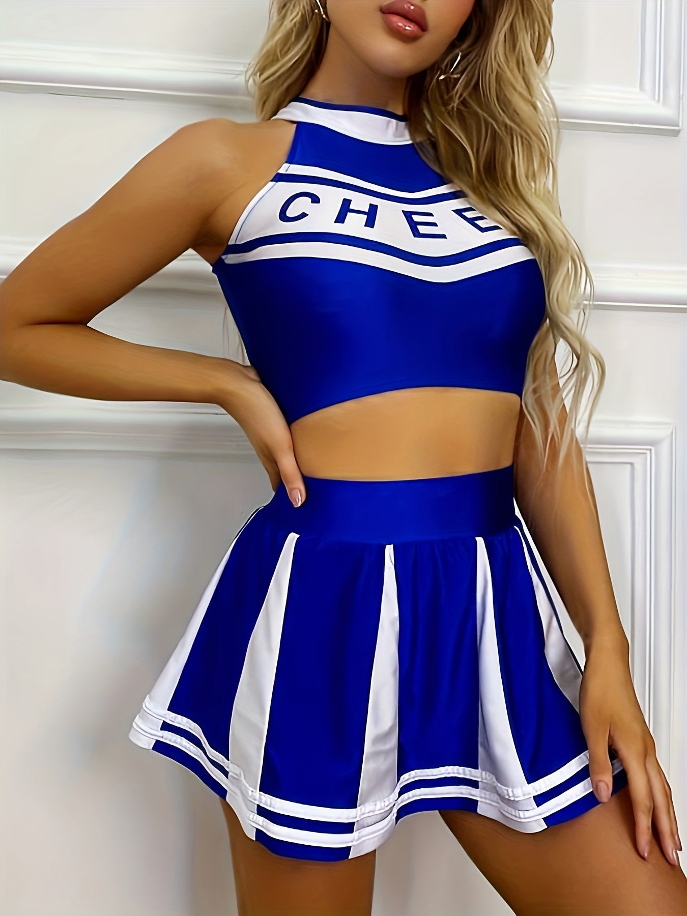 Women's Fall and Winter Role Playing Costume Set with Contrast Letter Performance Suit 2 Piece