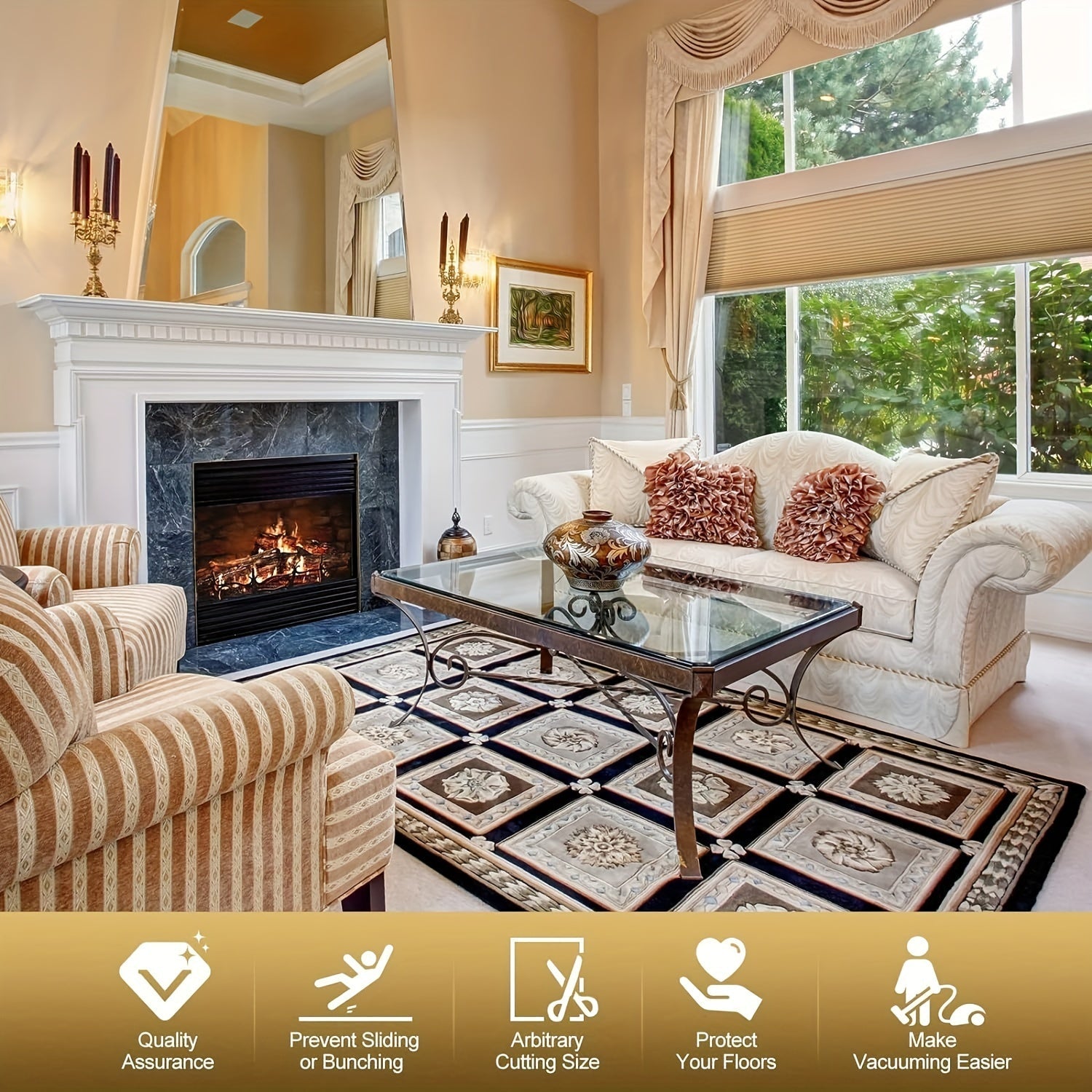 Qora akril mato lenta yopishqoqsiz yuviladigan gilam tutqichlari yog'och pol uchun