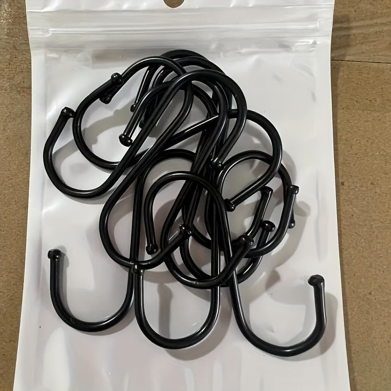 10 Pcs Black Metal S-Shaped Hooks for Hanging Plants, Wardrobe, Garden, Kitchen