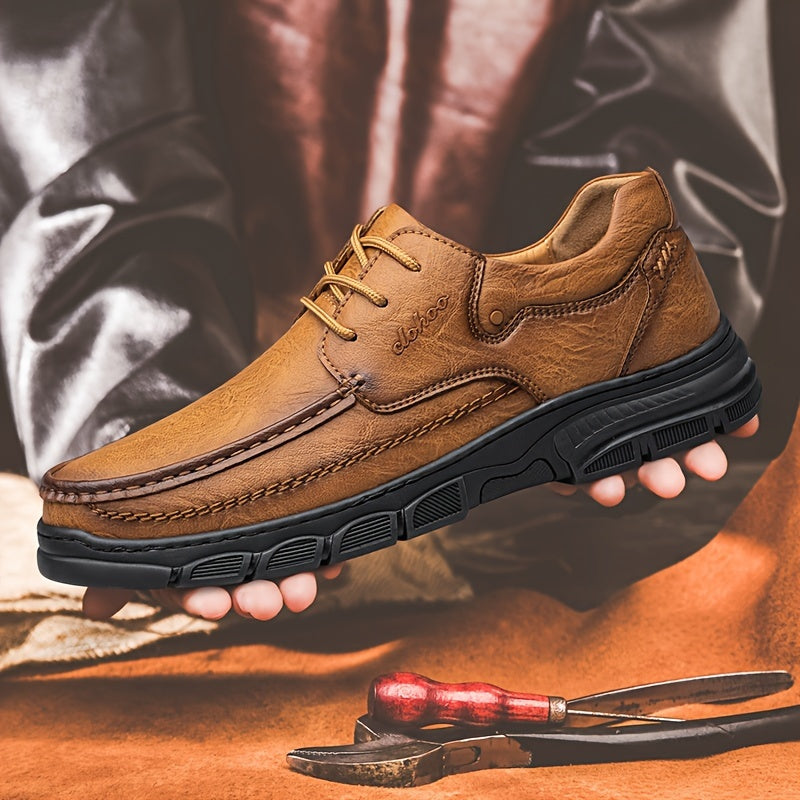 Men's Handmade Shoes Leather Casual Business Loafers with Rubber Soles