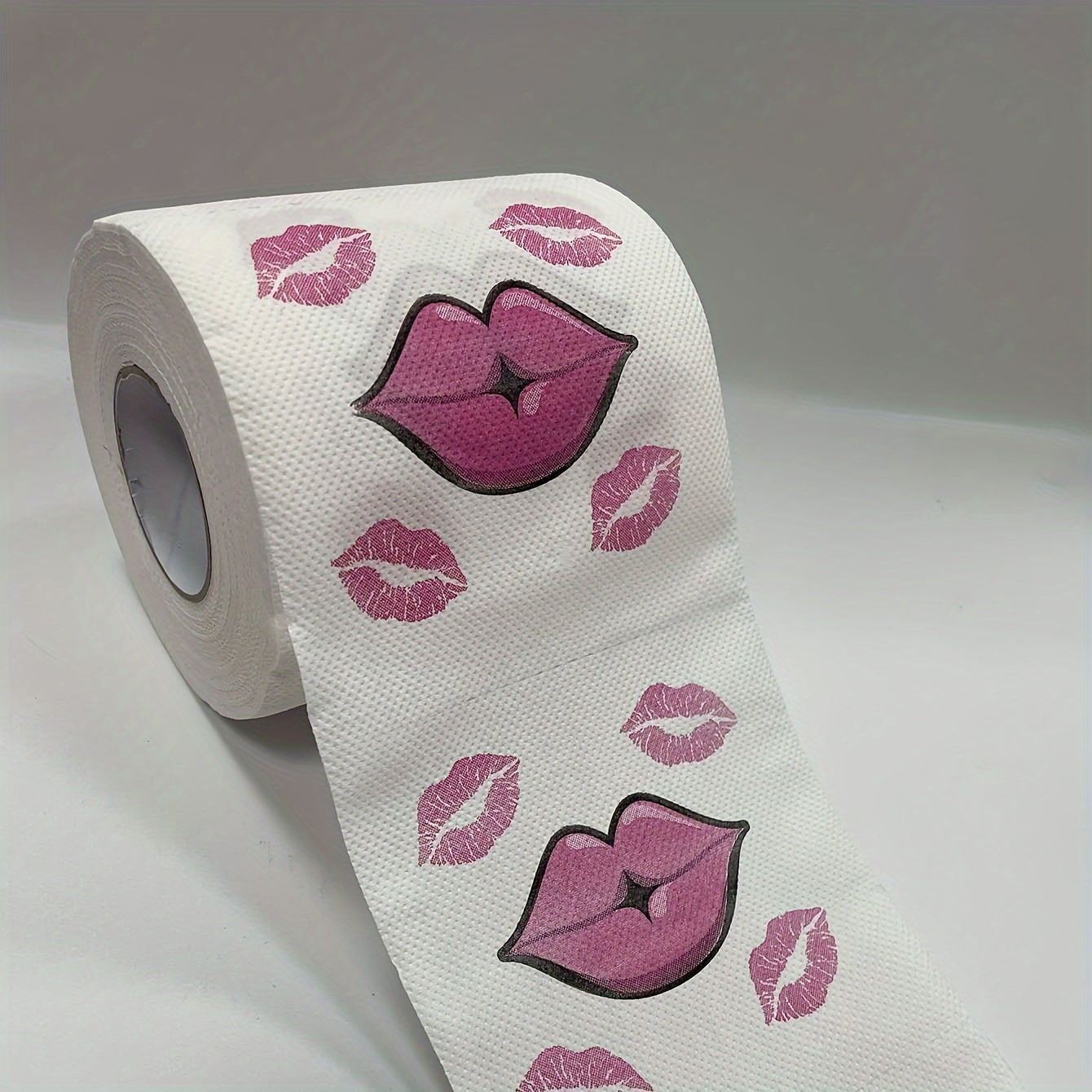 Red Lips Pattern Toilet Paper 1 Roll 3-Ply Bleach-Free Wood Pulp