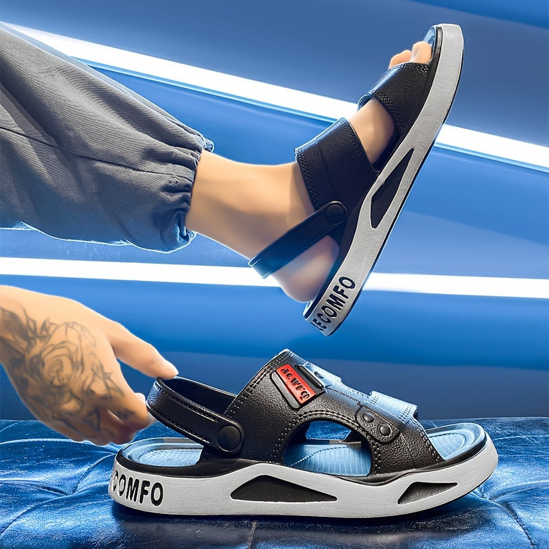 Men's Summer EVA Slides with Geometric Pattern Non-Slip Sole