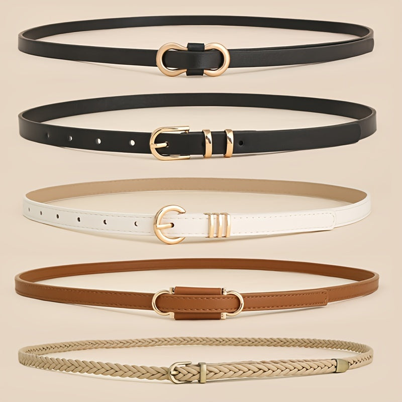 Women's Slim Waist Belts 5-Piece Set for Dresses and Jeans Spring Summer