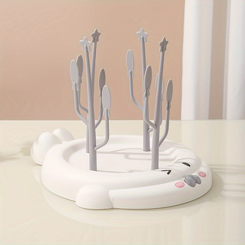 Seal-Shaped Bottle Drying Rack Ocean Animal Design PP Kitchen Organizer for Ages 14+