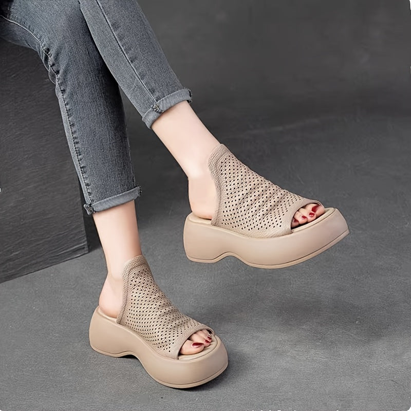 Women's Platform Sandals with Cut Out Design Open Toe Rubber Sole