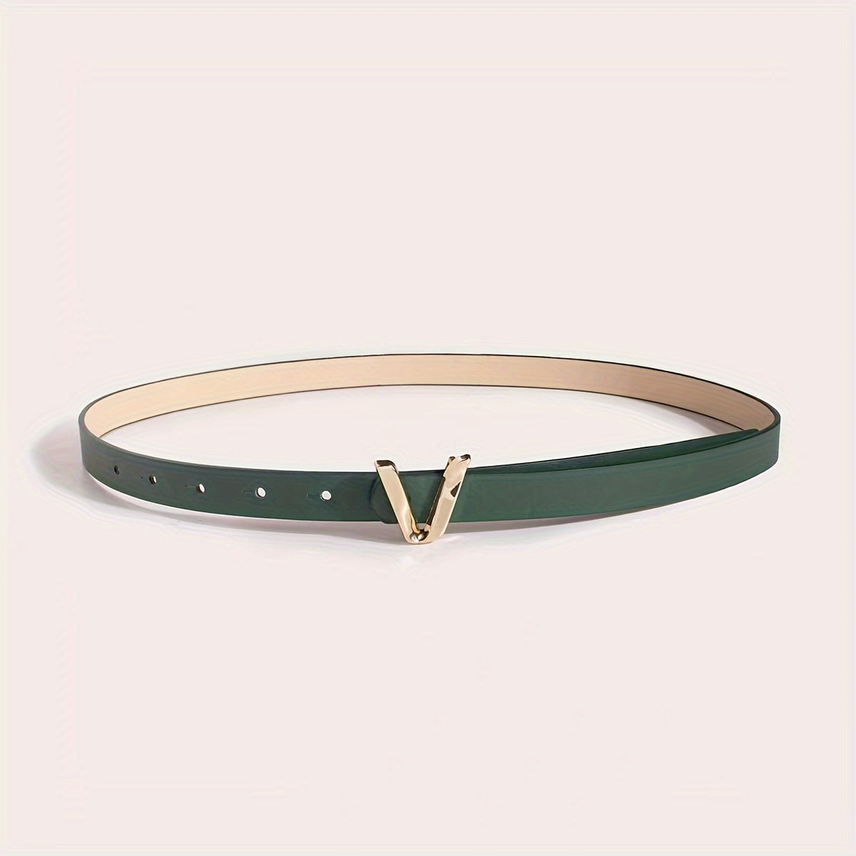 Women's Gold Belt with V-Shaped Buckle Minimalist Fashion Accessory