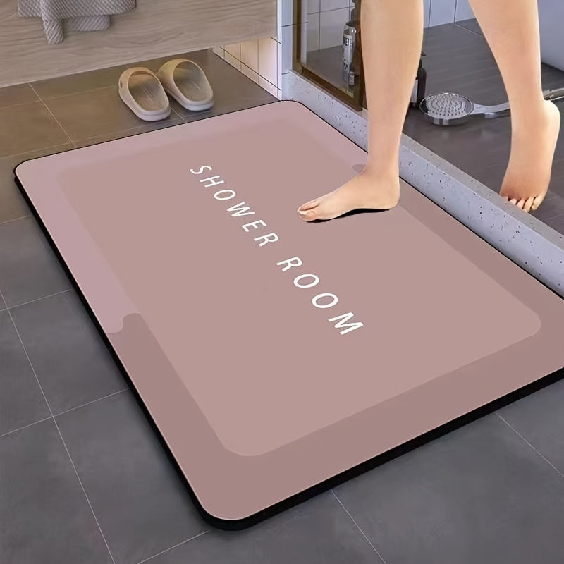 Alfombra de ducha de tierra de diatomeas negra antideslizante, de secado rápido y lavable para baño