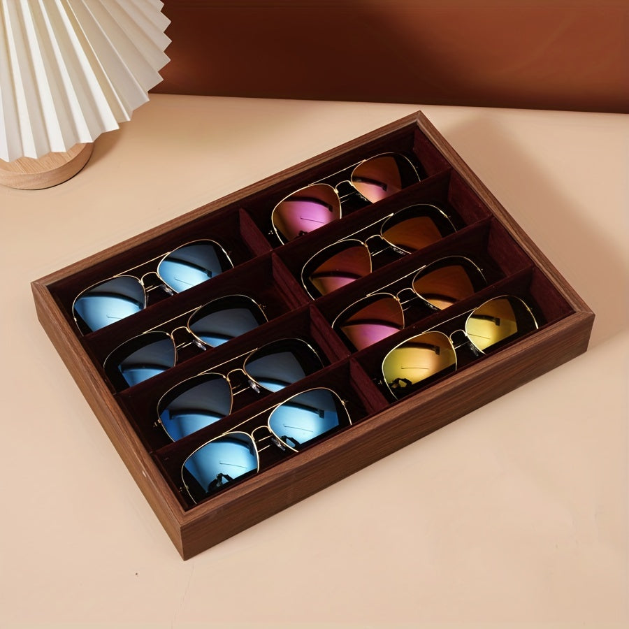 Wooden Grain Jewelry Organizer with 8 Slots for Watches and Accessories